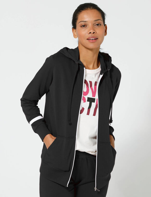 Veste bicolore zippée molleton gratté (noir / blanc) Veste bicolore zippée molleton gratté (noir / blanc)